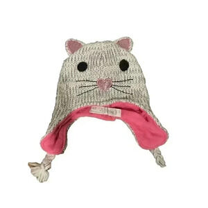 Children's Place‎ Girls Kitty Cat Winter Hat Ages 4-7 Pink And Cream